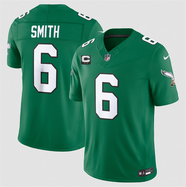 Men's Kelly Green Philadelphia Eagles #6 DeVonta Smith 2026 F.U.S.E. 2-Star C Patch Throwback Vapor Untouchable Limited Stitched Football Jersey